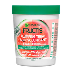 Garnier Fructis Plumping Treat 3-en-1 con extracto de sandía para cabello suave y volumen