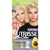 Garnier Nutrisse Ultra Color PL1: empaque visible para aplicación casera fácil y segura.