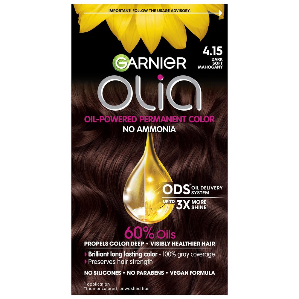 Garnier Olia contiene aceite60 por ciento en la mezcla para color vibrante y suave