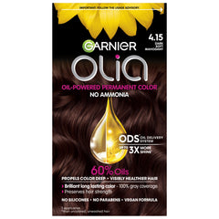 Garnier Olia contiene aceite60 por ciento en la mezcla para color vibrante y suave