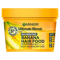 Garnier Ultimate Blends Banana: botella con textura cremosa para nutrición 3 en 1.