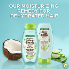 Acondicionador Garnier Whole Blends en botella visible, hidratación ligera