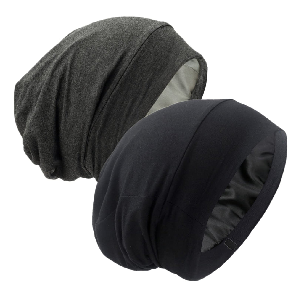 GB Selected bonete satinado con forro negro protege el cabello durante la noche.