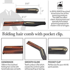 G.B.S GENTS FCT peine plegable antiestático para cabello suave y sin tirones.