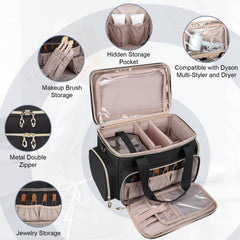 GDNasist gran estuche maquillaje bolsillos interiores para accesorios pequeños.