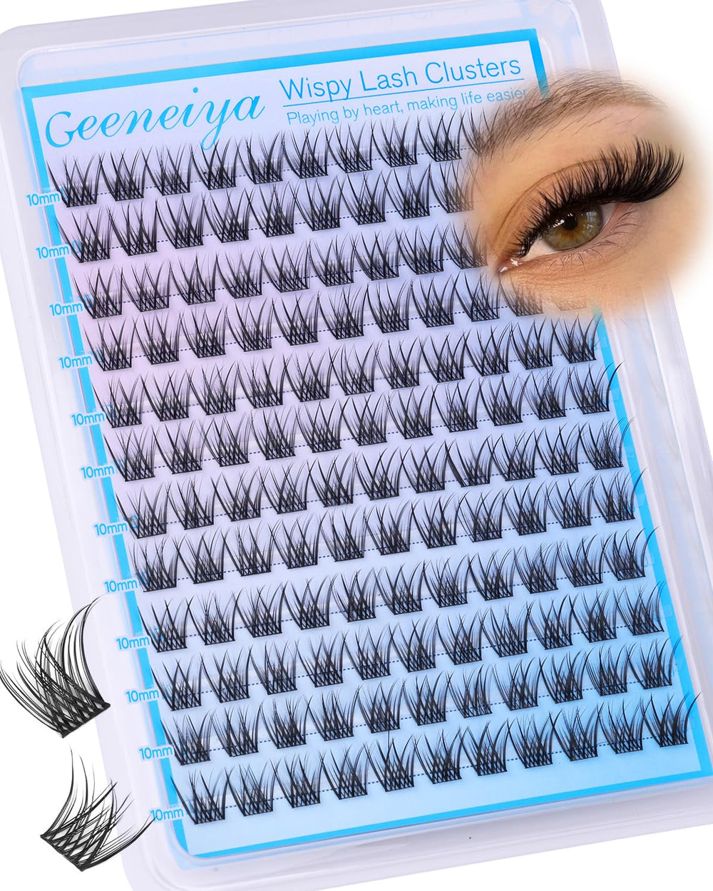 Geeneiya clusters cils naturels 10mm pour un regard discret.
