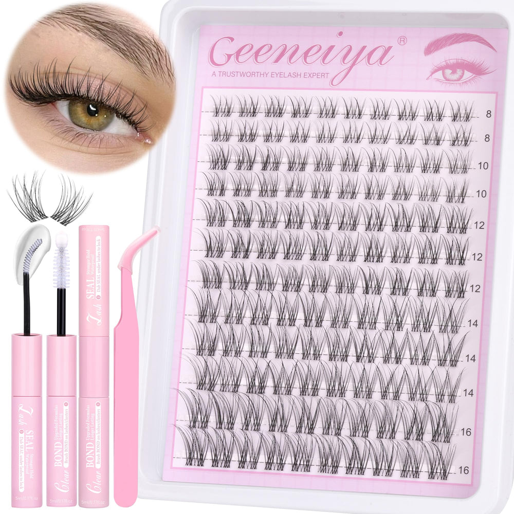 Geeneiya conjunto de pestanas cluster con banda transparente para un aspecto natural