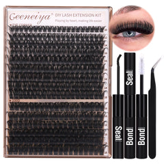 Geeneiya kit de cluster pestanas volumen 300 piezas para aplicacion casera.
