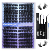 Geeneiya kit de extensión de pestañas ojo de gato con 252 piezas para un look definido y natural.