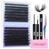 Geeneiya kit extensiones pestañas cluster denso para look voluminoso
