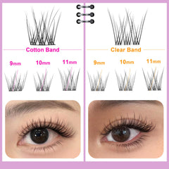 Geeneiya lash clusters con banda de algodón negra para delineado suave