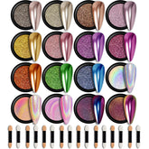 GEL PARTY polvos para uñas, paleta de 16 colores para diseños vibrantes y duraderos.