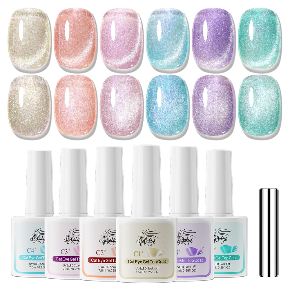 GELLAKTIK kit de seis colores ojo de gato para manicuras magnéticas