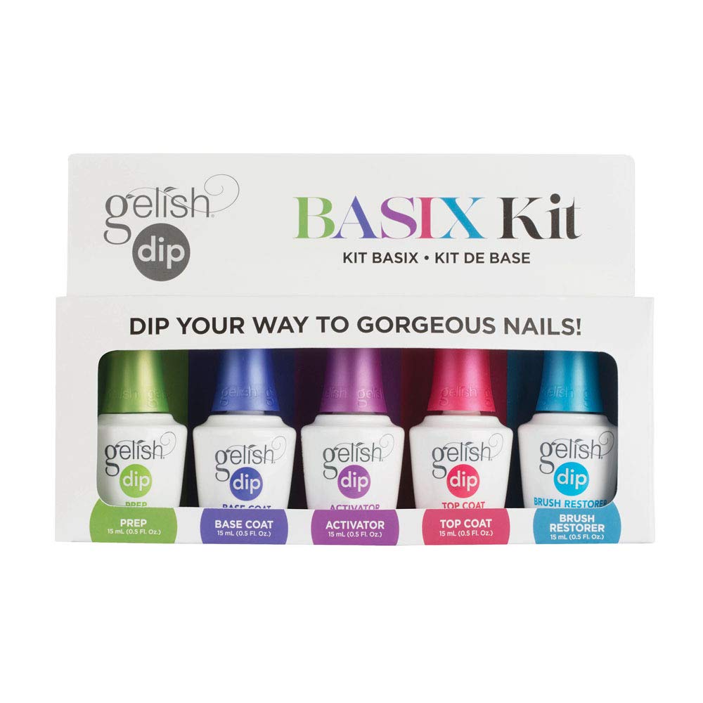 Gelish Dip Basix Kit: Preparación para uñas, aplicación limpia y duradera.