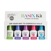 Gelish Dip Basix Kit: Preparación para uñas, aplicación limpia y duradera.