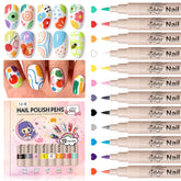 GELLAKTIK plumas de pintura para uñas en 12 colores vibrantes para crear diseños creativos