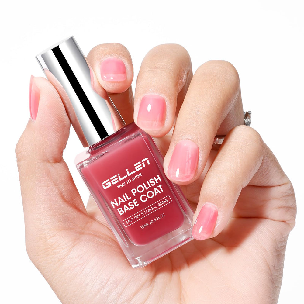 GELLEN 4 en 1 base coat: fortalecimiento y acabado transparente para uñas.