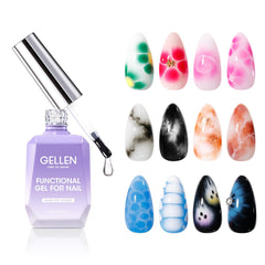 GELLEN Blooming Gel 18ml frente; gel transparente para diseño preciso y degradado.