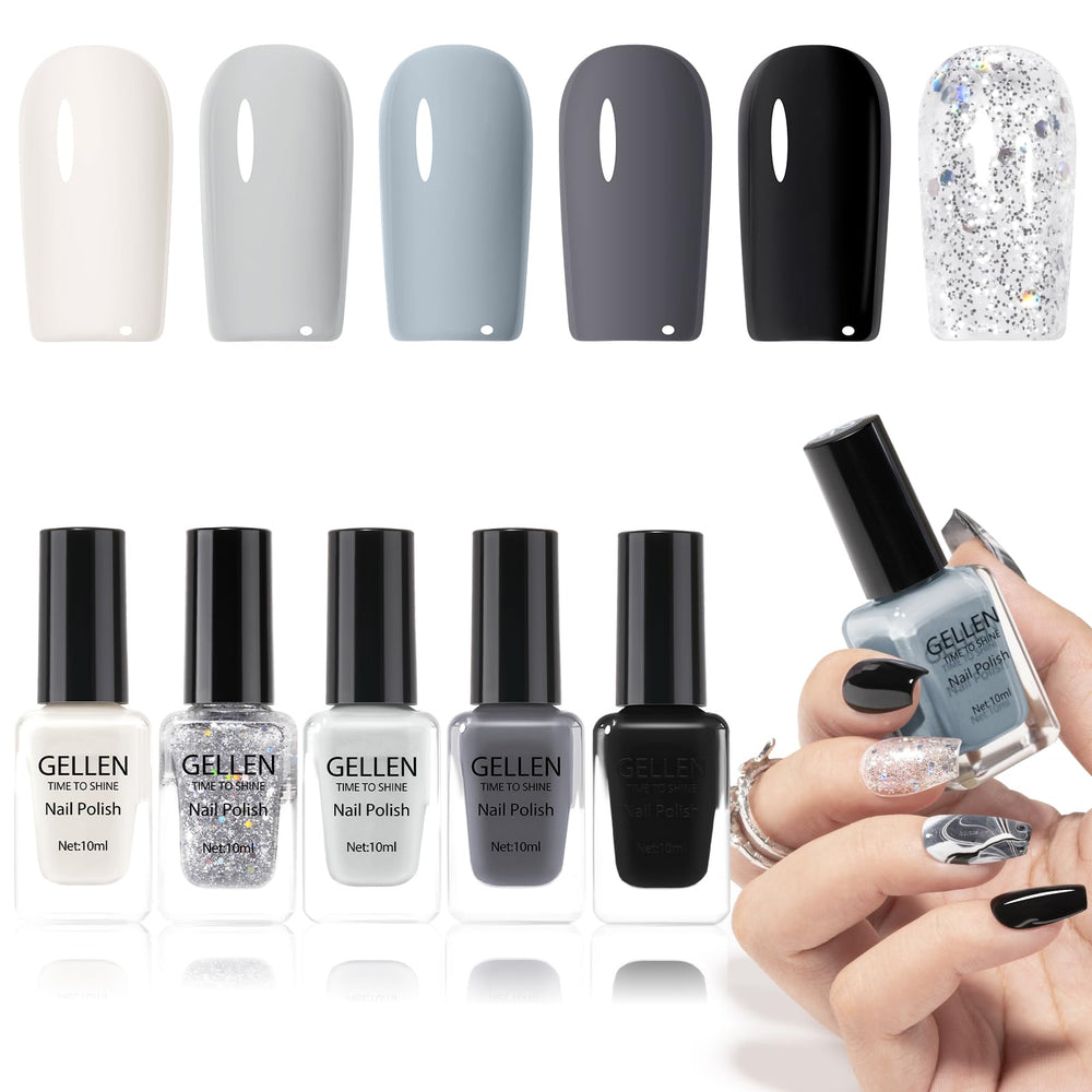 GELLEN Esmalte negro jet para un acabado suave y dramático.