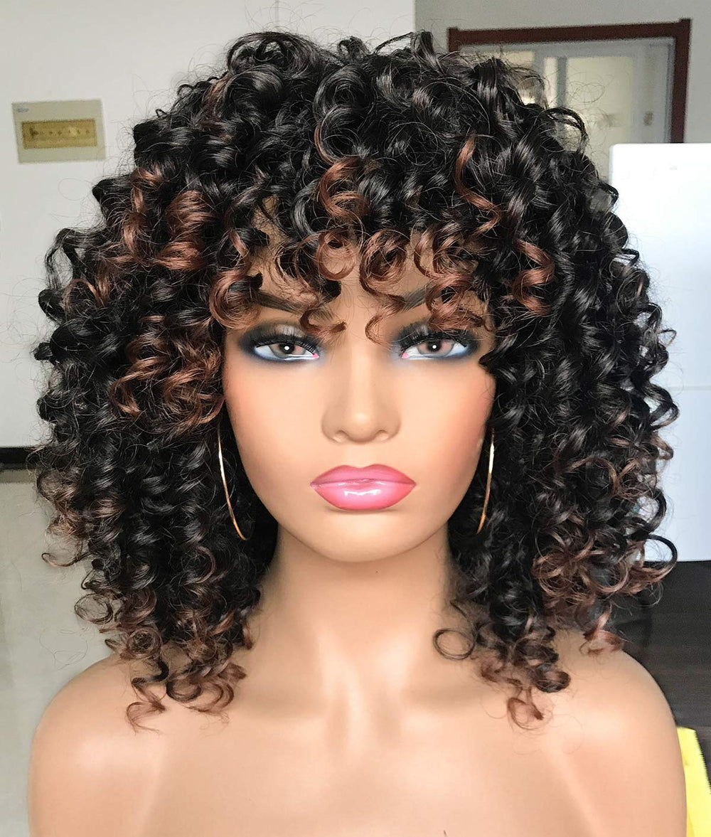 GEMBON peluca afro curly para mujeres negras con rizos definidos y aspecto natural.