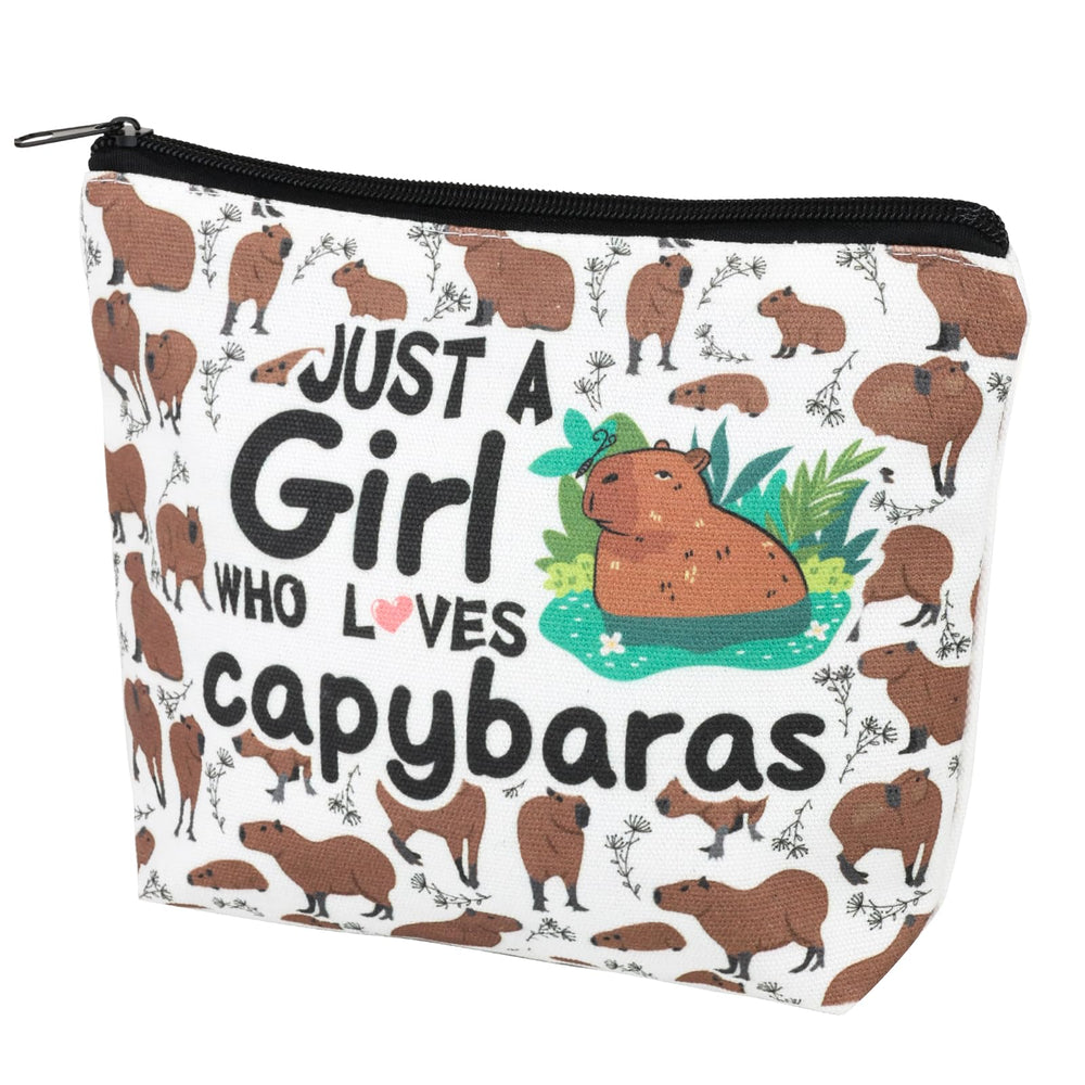 Capibara bolso de maquillaje 7x9, apertura amplia para acceso rápido en viaje