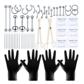 Kit de piercings Generic de 58 piezas en acero quirúrgico, ideal para múltiples piercings.