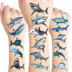 Genérico tatuajes tiburón en hojas, fáciles de aplicar, ideal para fiestas