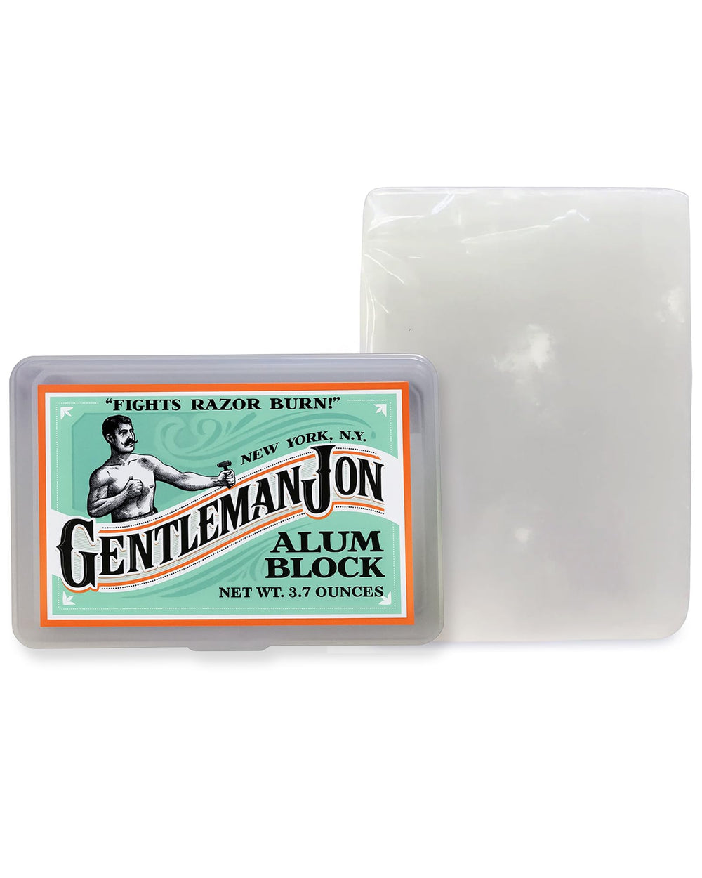 Bloque de alumbre Gentleman Jon con estuche plástico para uso diario tras el afeitado