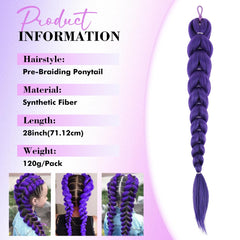 GetGal trenzas pretrenzadas moradas de 24 pulgadas para peinados rápidos.