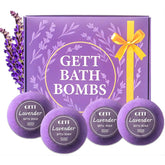 GETT bombas de baño lavanda con envoltorio individual para relajación prolongada.