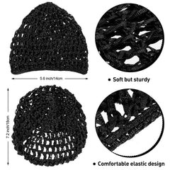 Geyoga gorro malla tejido negro para uso diario, ajuste cómodo.