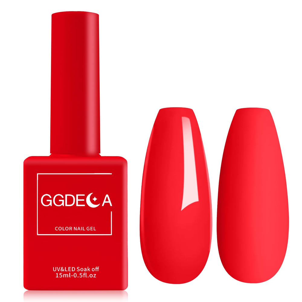 GGDECA esmalte gel rojo neón ofrece color intenso para uñas brillantes.
