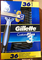 Gillette Custom Plus3 desechables con empaque visible para afeitado cómodo.