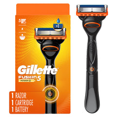 Gillette Fusion5 Power con mango ergonómico para un agarre estable durante el afeitado.