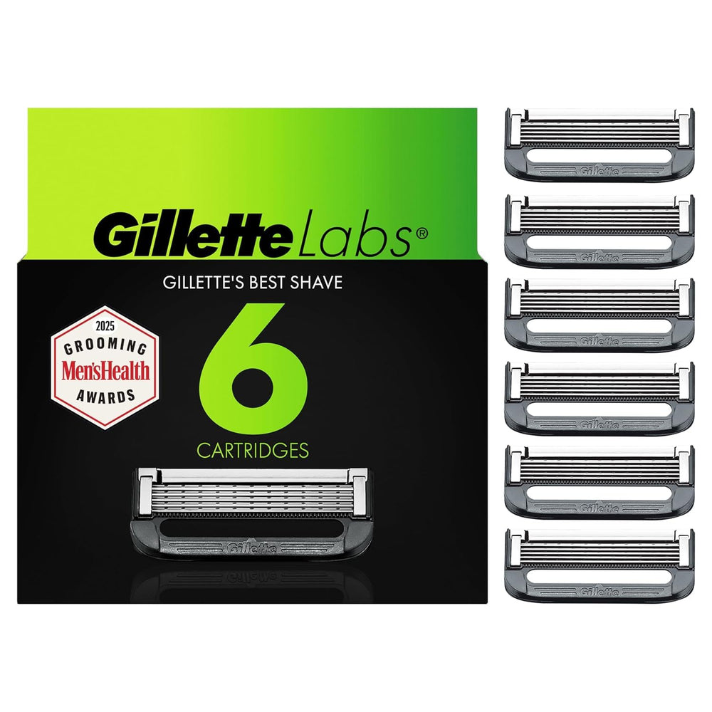Recambios Gillette Labs de navajas, 6 unidades, compatibilidad amplia para afeitado cómodo.