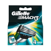 Gillette Mach3, paquete de 4 hojas, filo duradero para un afeitado suave