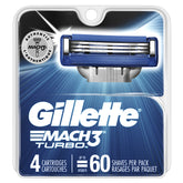Gillette Mach3 Turbo cartuchos 4 unidades frente: afeitado cómodo y preciso.