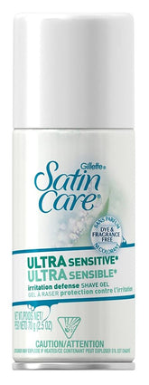 Gillette Satin Care Ultra Sensitive: bote de gel suave para piel sensible y uso diario.