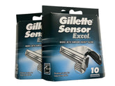 Gillette Sensor Excel, cartuchos 10 unidades en paquete 2 para afeitado cómodo