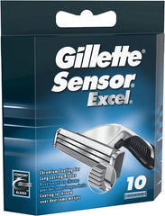 Gillette Sensor Excel: paquete de 10 cartuchos para recargas fáciles.