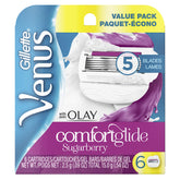 Gillette Venus ComfortGlide con Olay Sugarberry: hojas curvas para un afeitado cercano y suave.