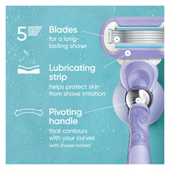 Gillette Venus Deluxe Smooth Swirl: 5 hojas diamante para un afeitado suave y duradero.