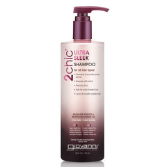 GIOVANNI 2chic Ultra-Sleek champú, botella visible, cuidado suave para cabello liso y brillante