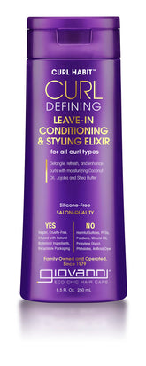 GIOVANNI Curl Habit bottle front showing vegan formula for defined curls