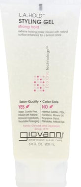 Gel de peinado La Natural de Giovanni en botella, definición suave para peinados duraderos.