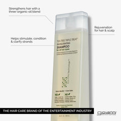Giovanni Tea Tree Triple Treat Shampoo, espuma suave, aroma refrescante para uso diario.