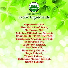 Aceites orgánicos en la botella de Giovanni Tea Tree Triple Treat para acondicionar y refrescar el cuero cabelludo.