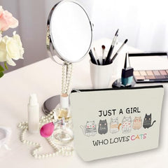 Girlly bolso maquillaje gato doble dibujo: gráficos vivos, ideal para regalo