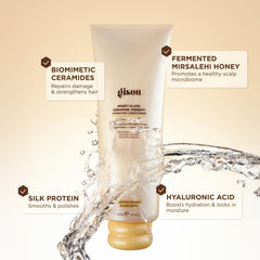 Gisou Honey Gloss Ceramide Therapy après-shampoing - Texture crémeuse facilitant le démêlage sans casse.