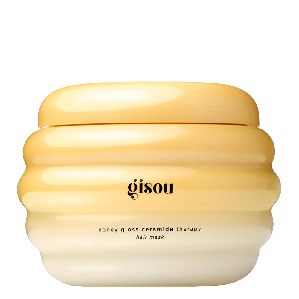 Gisou mascarilla con miel y ceramidas en envase, brillo notable